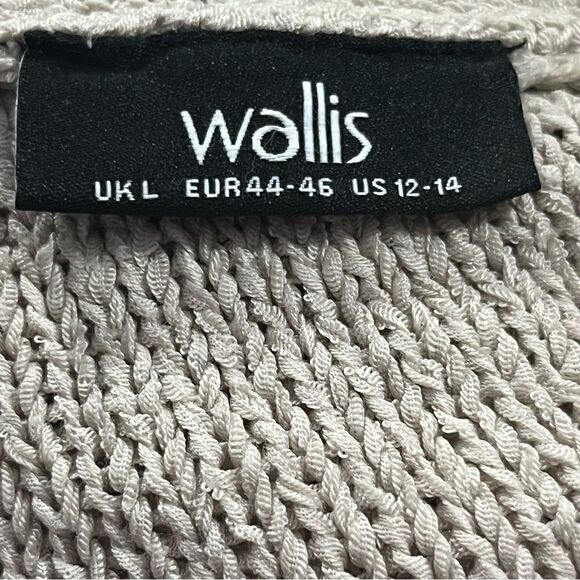 𝅺Wallis UK  boatneck sweater jumper cap sleeves ribbed cream Size 12-14 - Picture 8 of 13